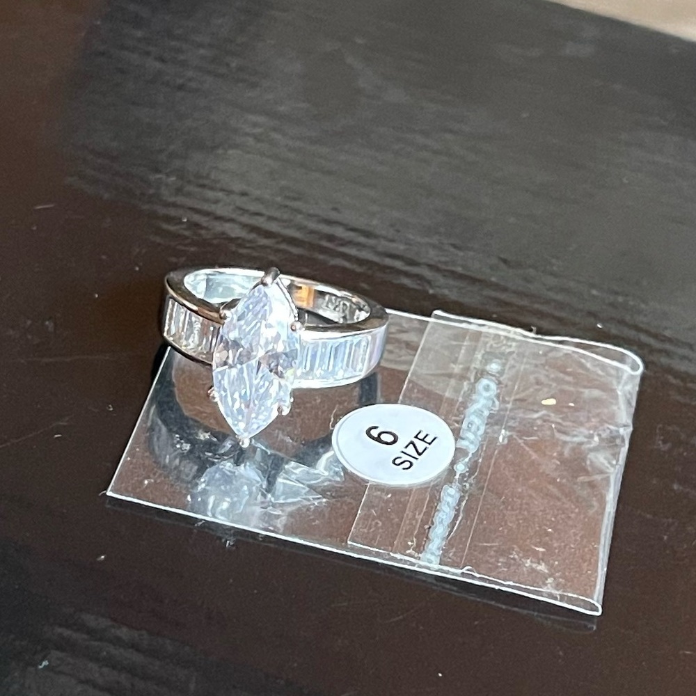 NWOT 14KT Gold Plated Bling Diamond Wedding Ring Size US 6 Women